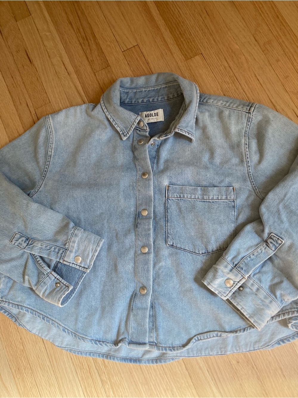 Agolde Light Blue Denim Button-Down Shirt